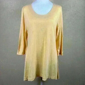 🔥Peruvian Connection hi-low Tunic 3/4 Sleeve Size L Orange 100% Pima cotton